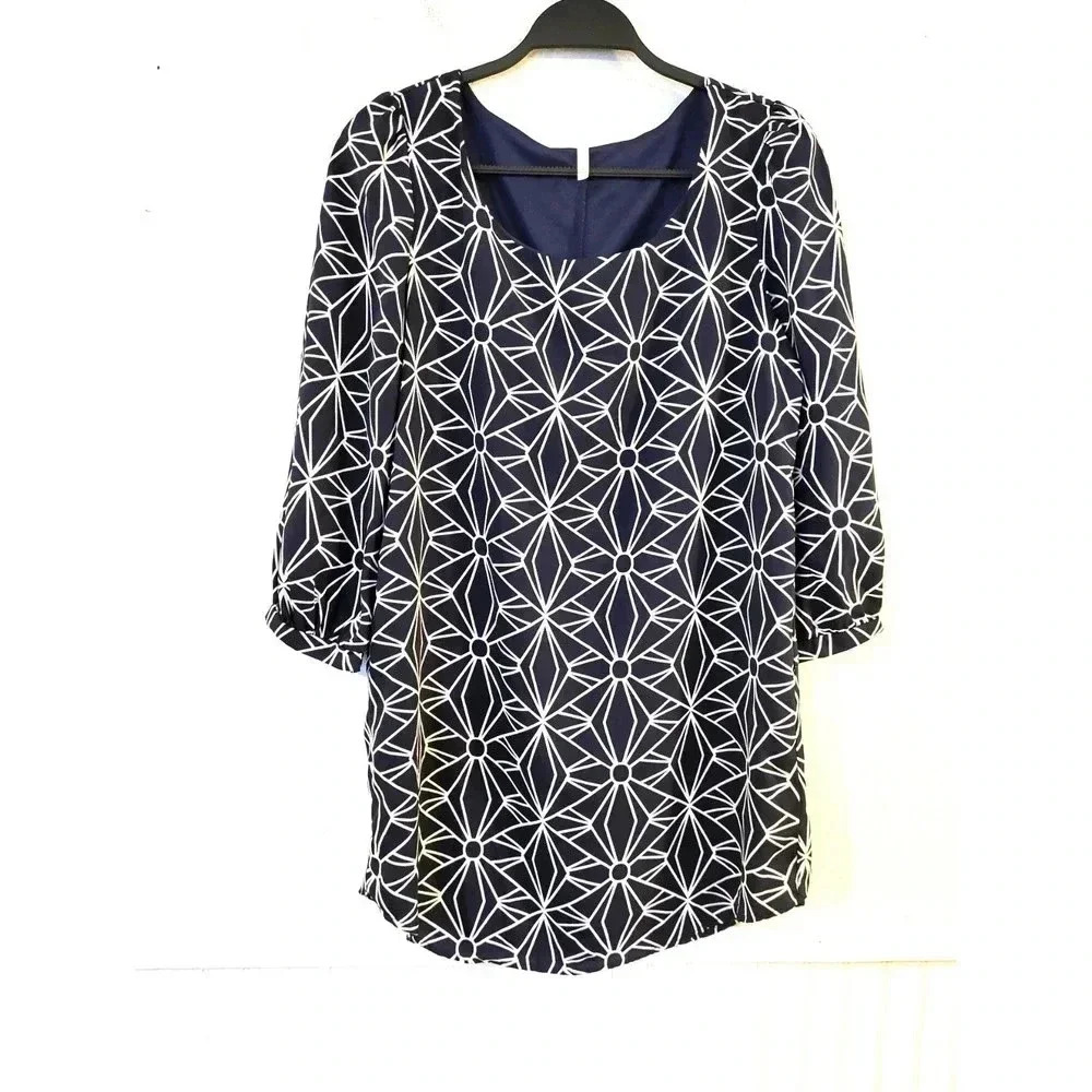 Sage Blue Print Tunic Dress